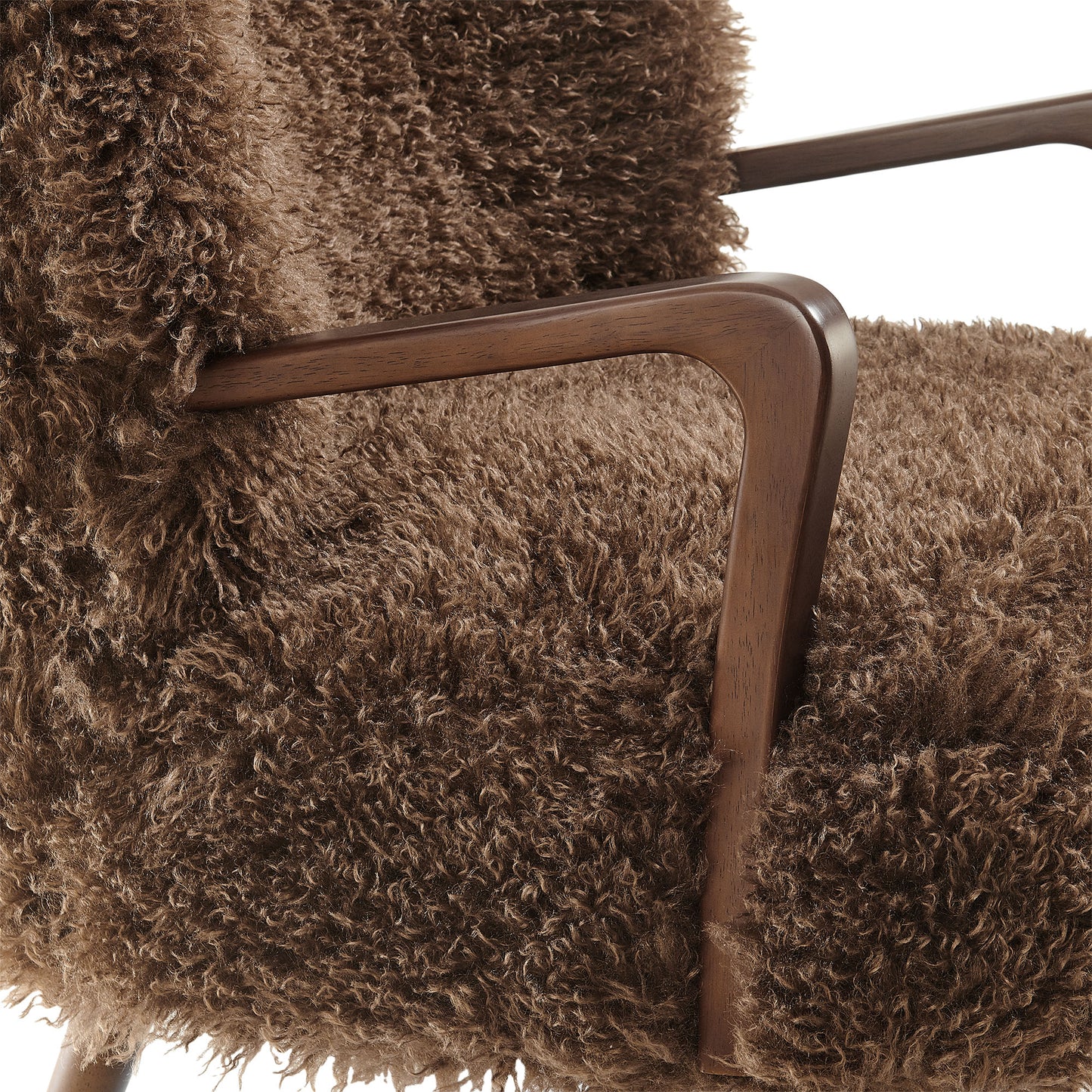 Halsa Faux Shearling Accent Armchair in Brown