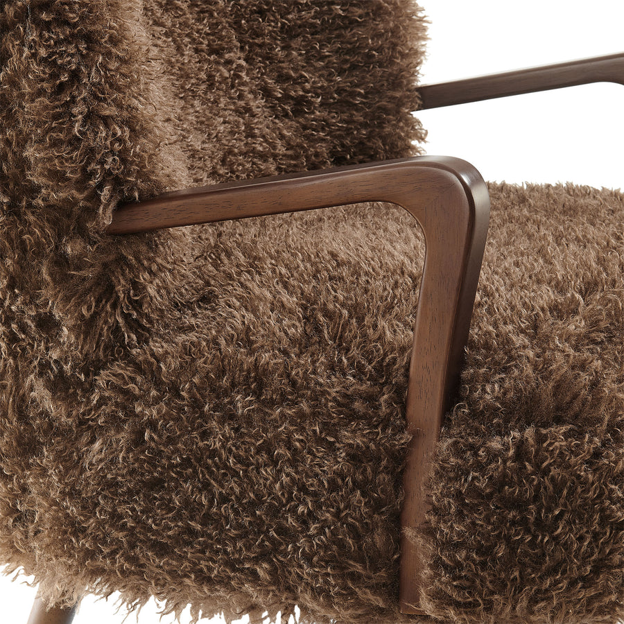 Halsa Faux Shearling Accent Armchair in Brown