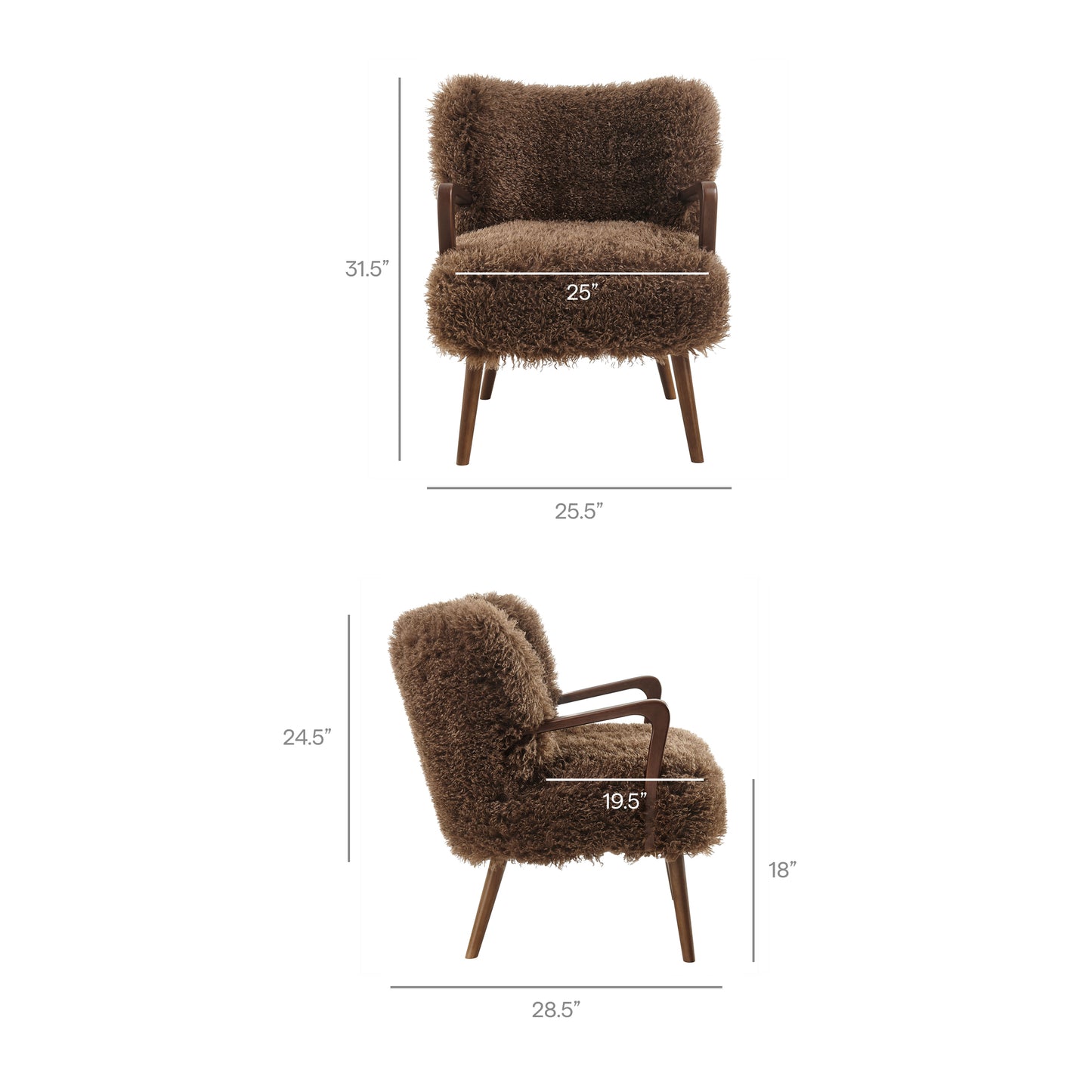 Halsa Faux Shearling Accent Armchair in Brown