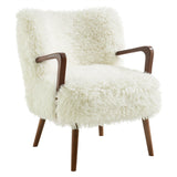 Halsa Faux Shearling Accent Armchair in White
