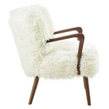Halsa Faux Shearling Accent Armchair in White