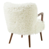 Halsa Faux Shearling Accent Armchair in White