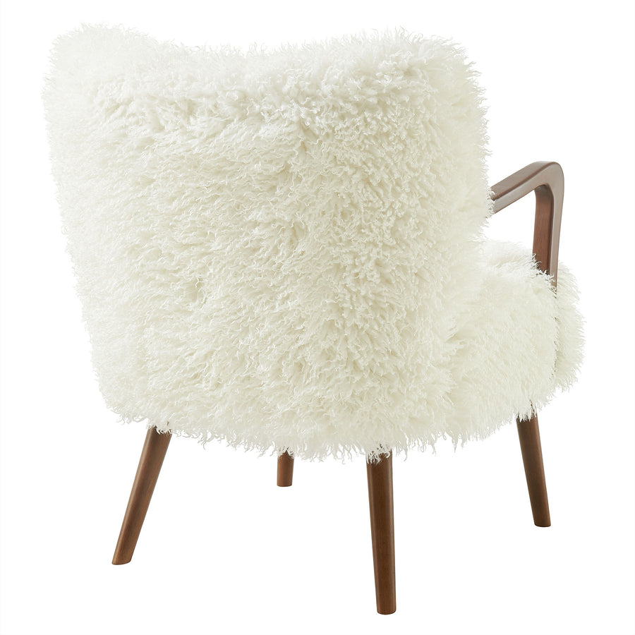 Halsa Faux Shearling Accent Armchair in White