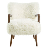 Halsa Faux Shearling Accent Armchair in White