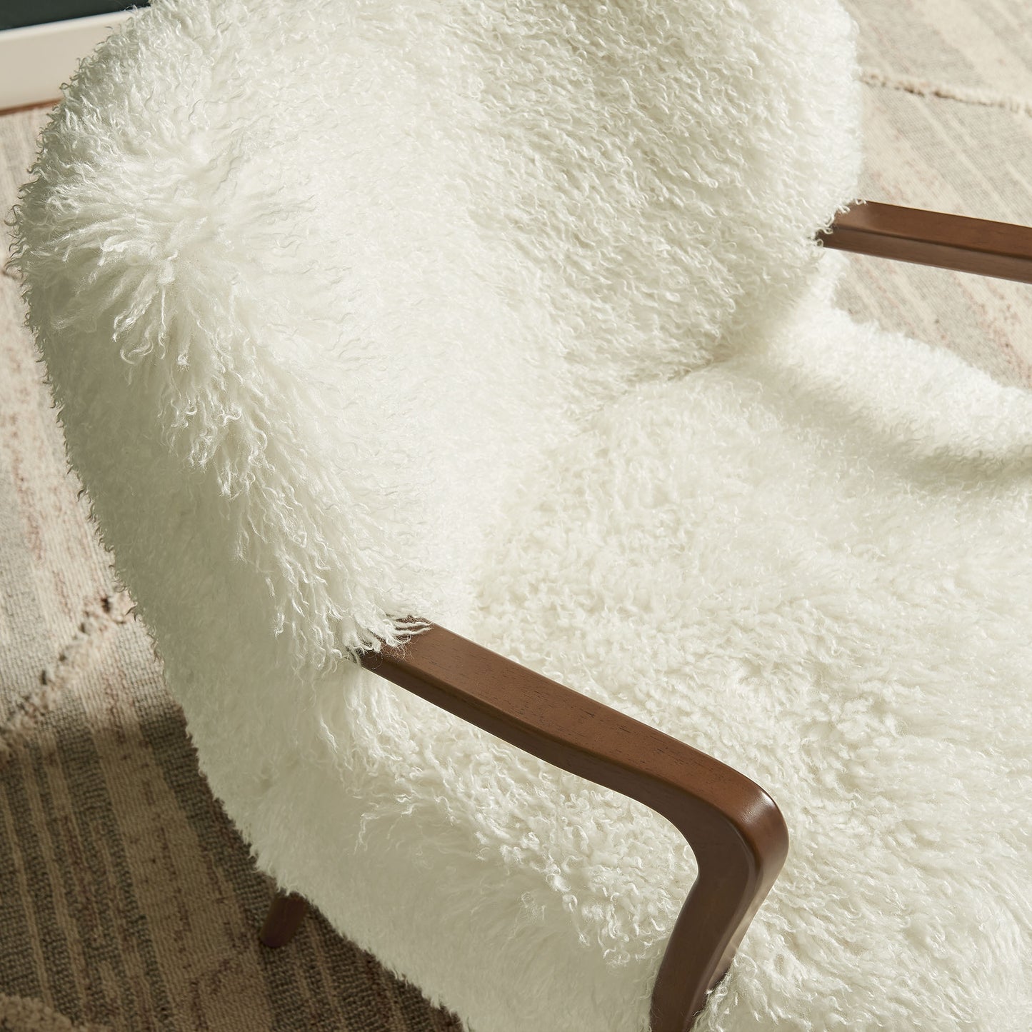 Halsa Faux Shearling Accent Armchair in White