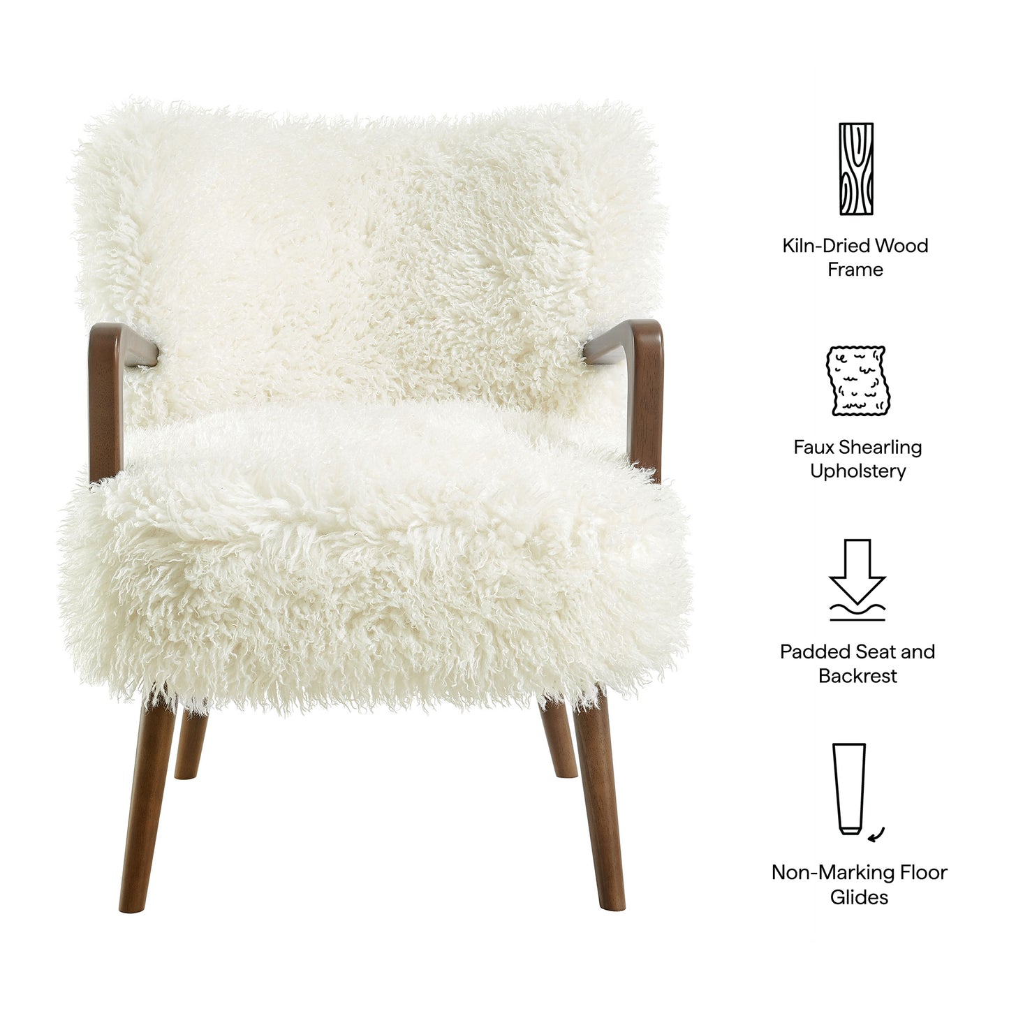 Halsa Faux Shearling Accent Armchair in White