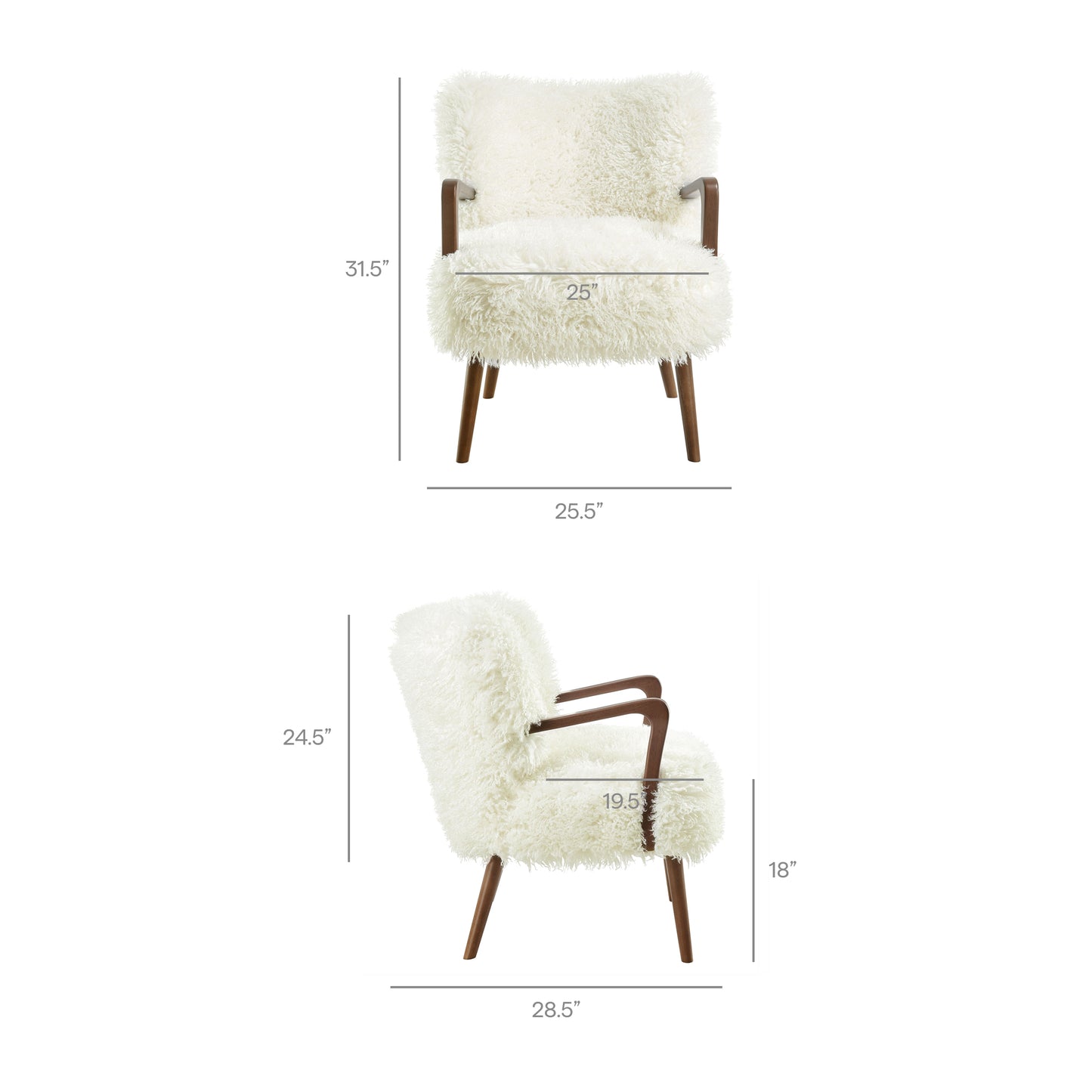 Halsa Faux Shearling Accent Armchair in White