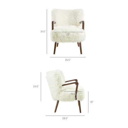 Zerra Faux Shearling Accent Armchair in White