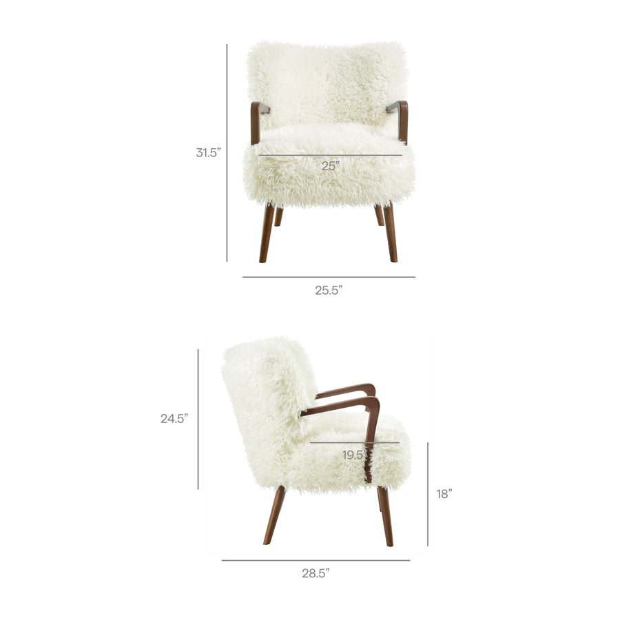 Halsa Faux Shearling Accent Armchair in White