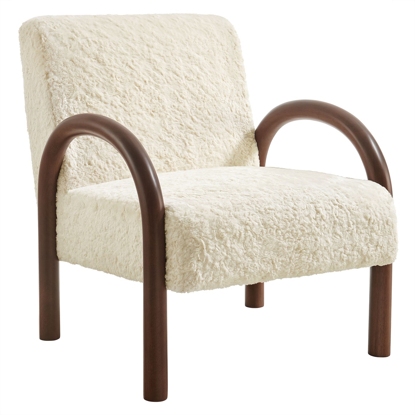 Gareth Faux Shearling Accent Armchair in Ecru