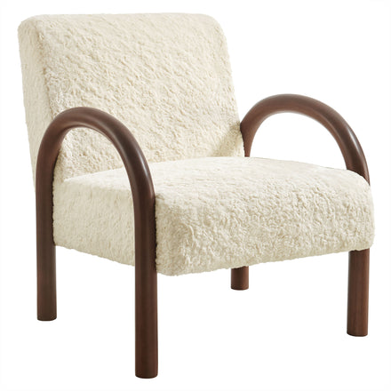 Lunet Faux Shearling Accent Armchair in Ecru