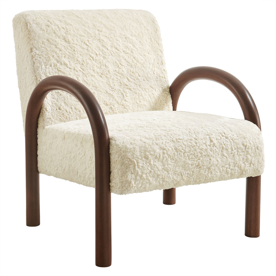 Gareth Faux Shearling Accent Armchair in Ecru