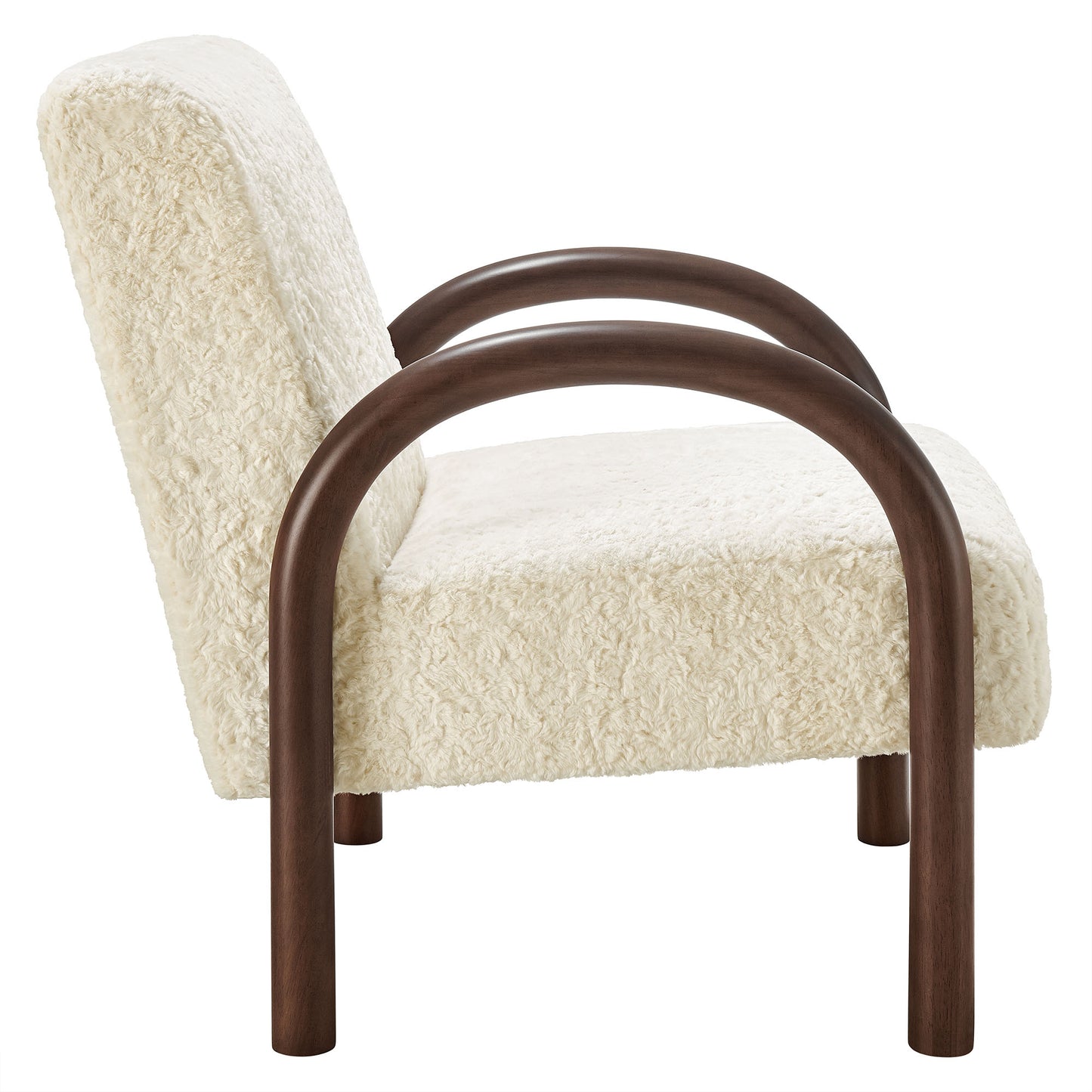 Gareth Faux Shearling Accent Armchair in Ecru