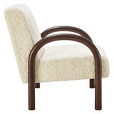 Gareth Faux Shearling Accent Armchair in Ecru