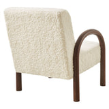 Gareth Faux Shearling Accent Armchair in Ecru