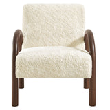 Gareth Faux Shearling Accent Armchair in Ecru