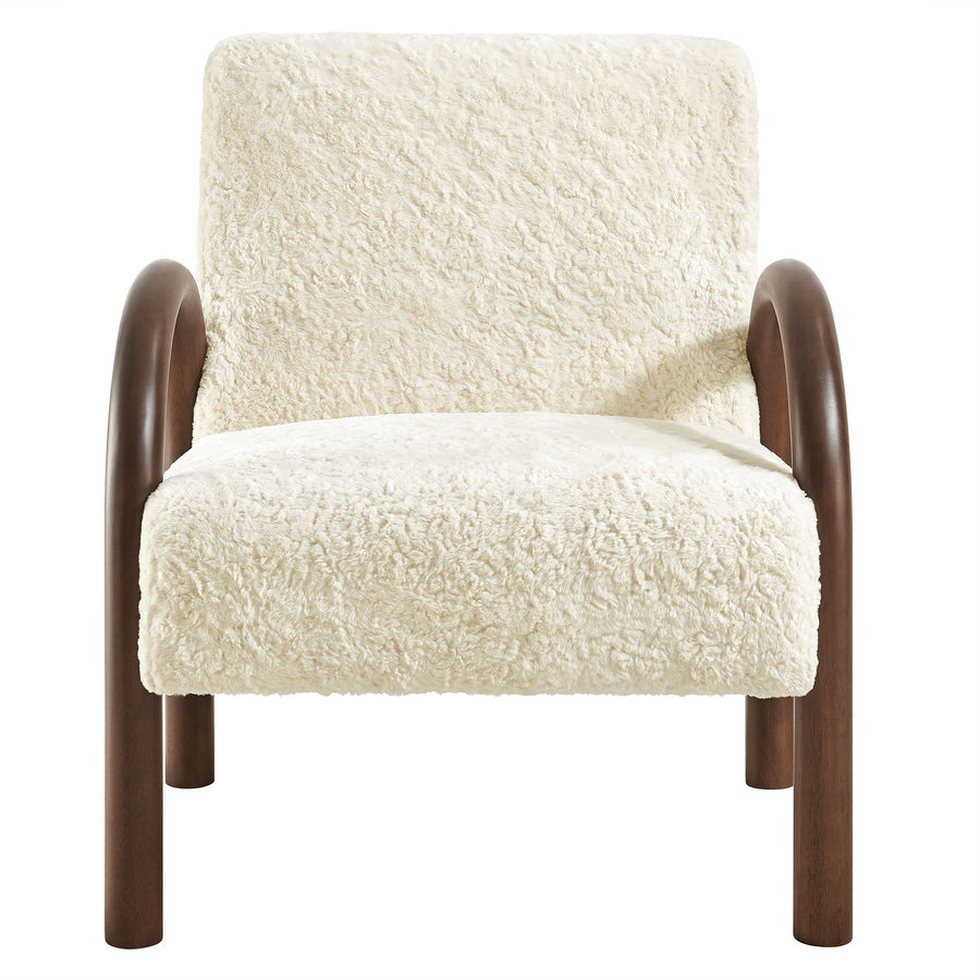 Gareth Faux Shearling Accent Armchair in Ecru