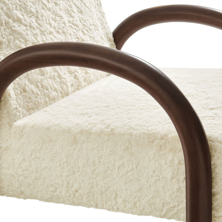 Lunet Faux Shearling Accent Armchair in Ecru