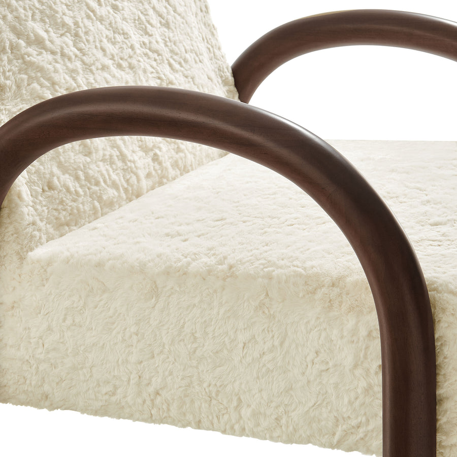 Gareth Faux Shearling Accent Armchair in Ecru