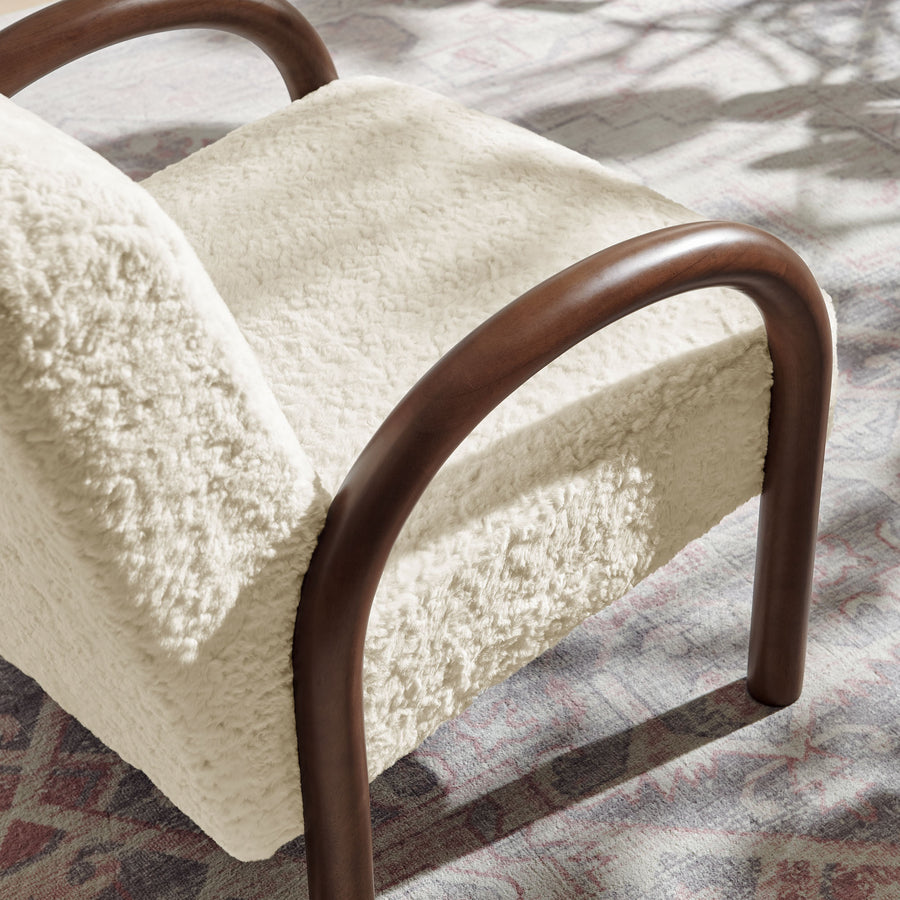 Gareth Faux Shearling Accent Armchair in Ecru