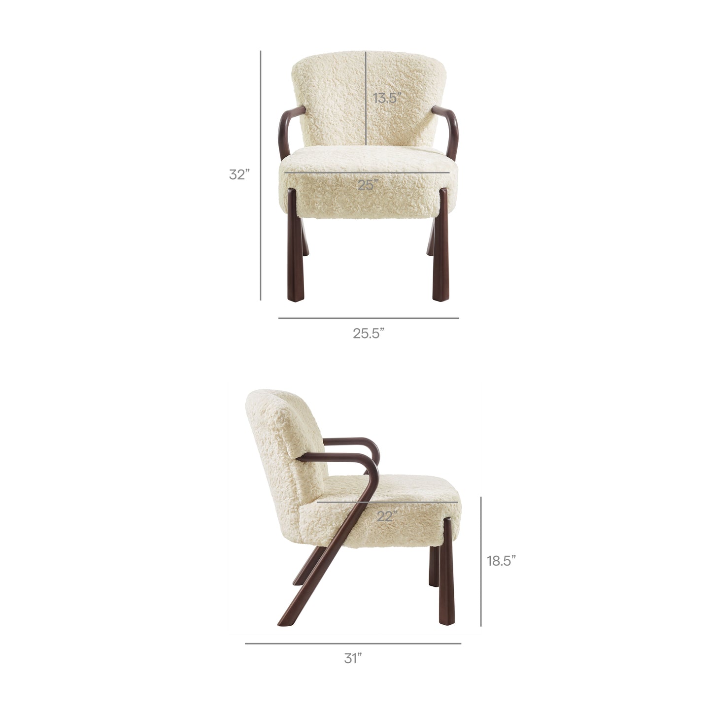 Levante Faux Shearling Accent Armchair in Ecru