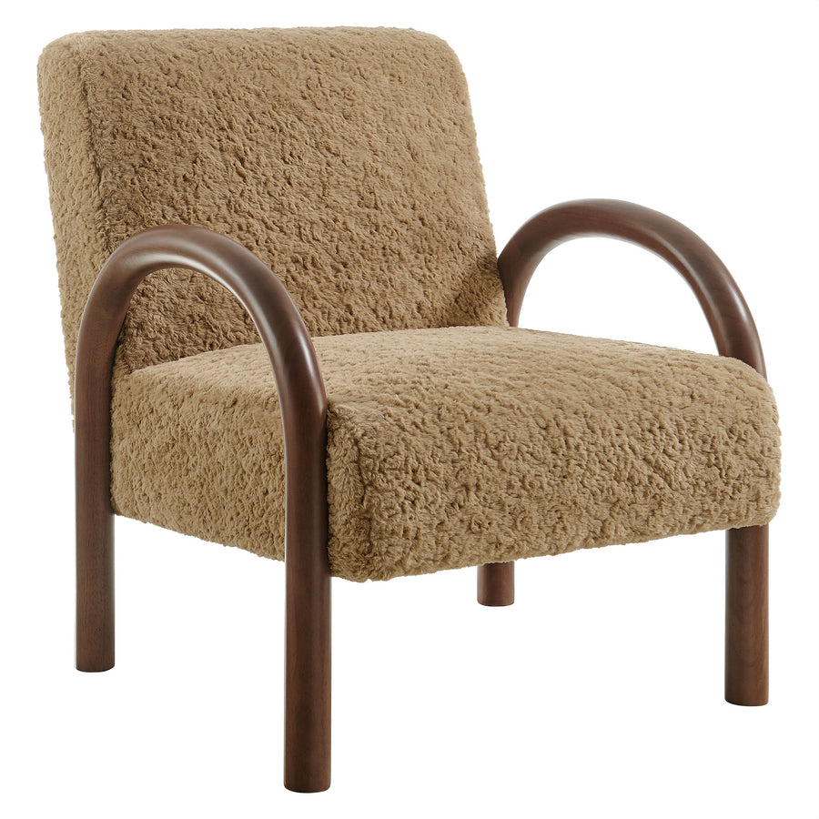 Gareth Faux Shearling Accent Armchair in Sand