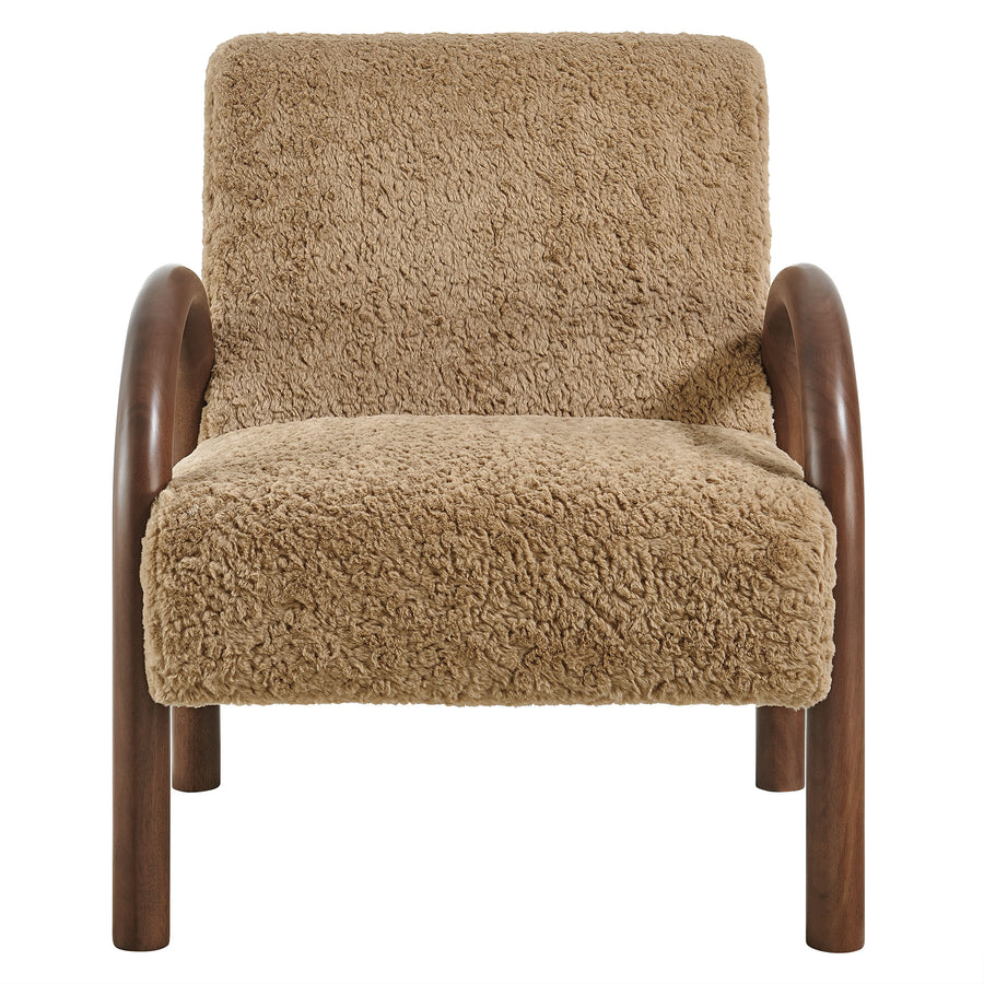 Gareth Faux Shearling Accent Armchair in Sand