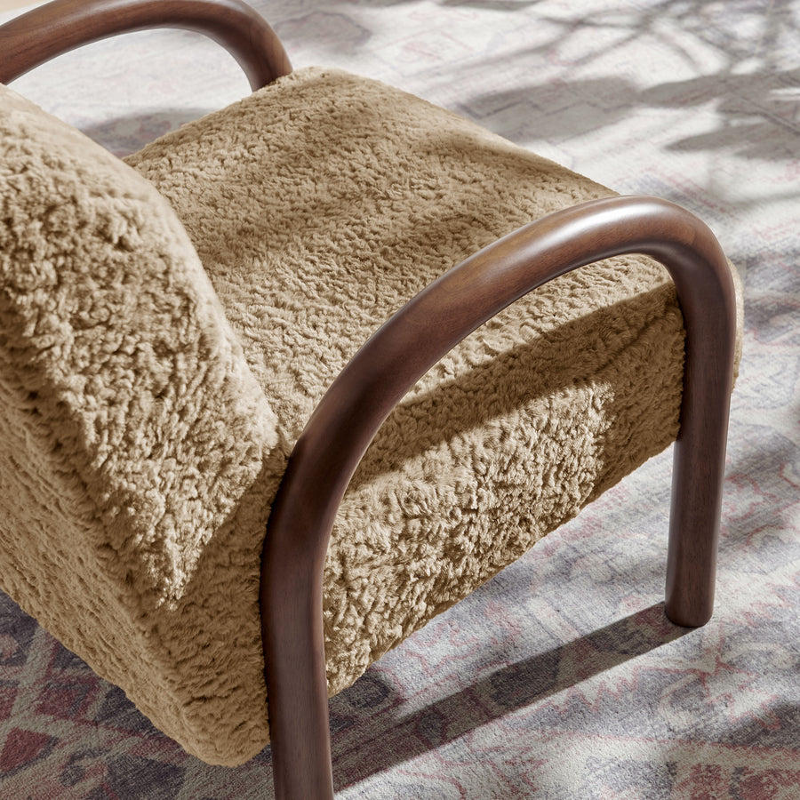 Gareth Faux Shearling Accent Armchair in Sand