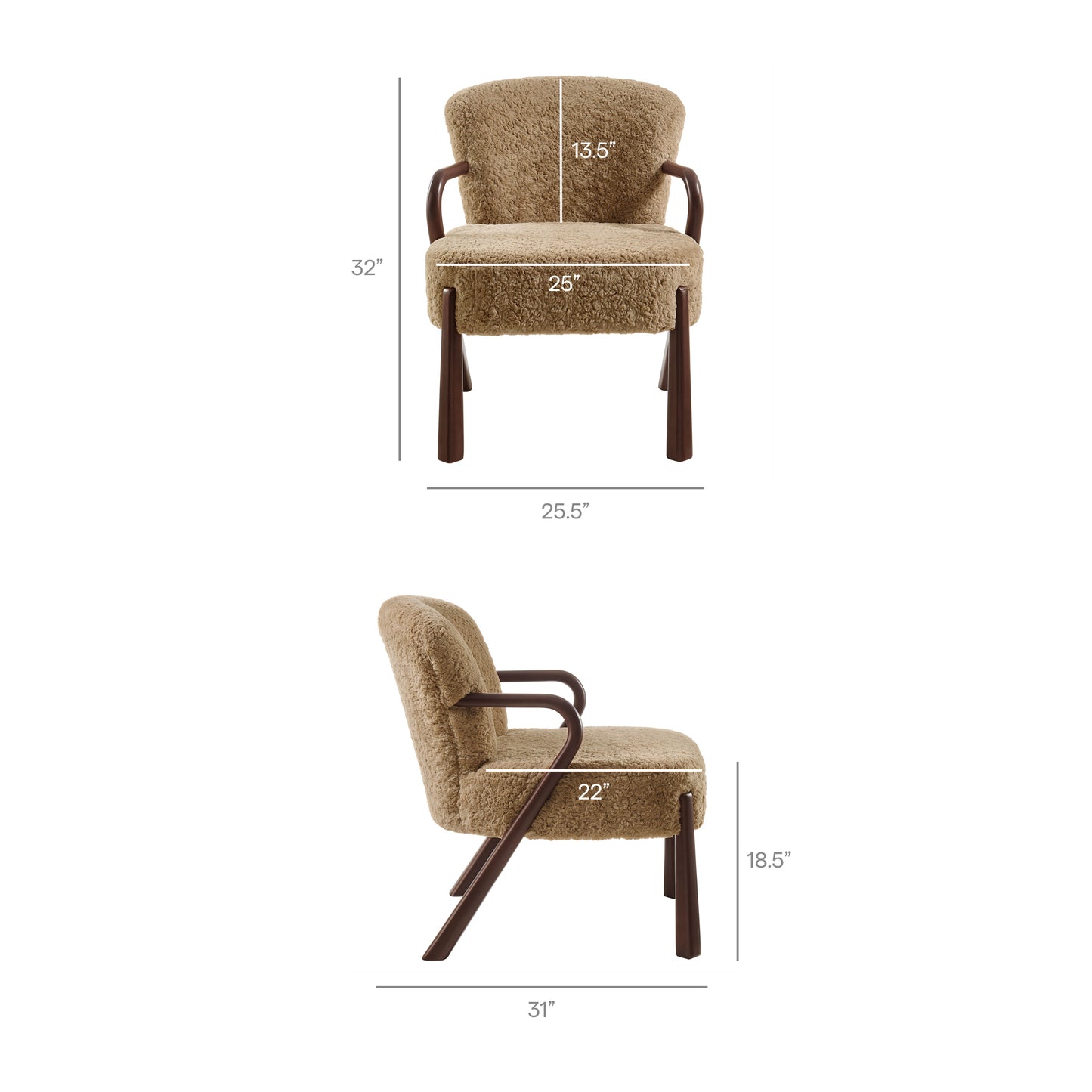 Levante Faux Shearling Accent Armchair in Sand