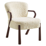 Levante Faux Shearling Accent Armchair in Ecru