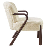 Levante Faux Shearling Accent Armchair in Ecru