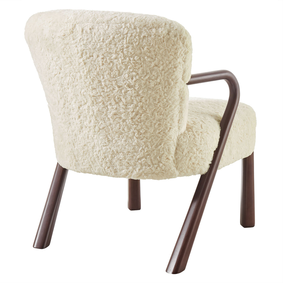 Levante Faux Shearling Accent Armchair in Ecru