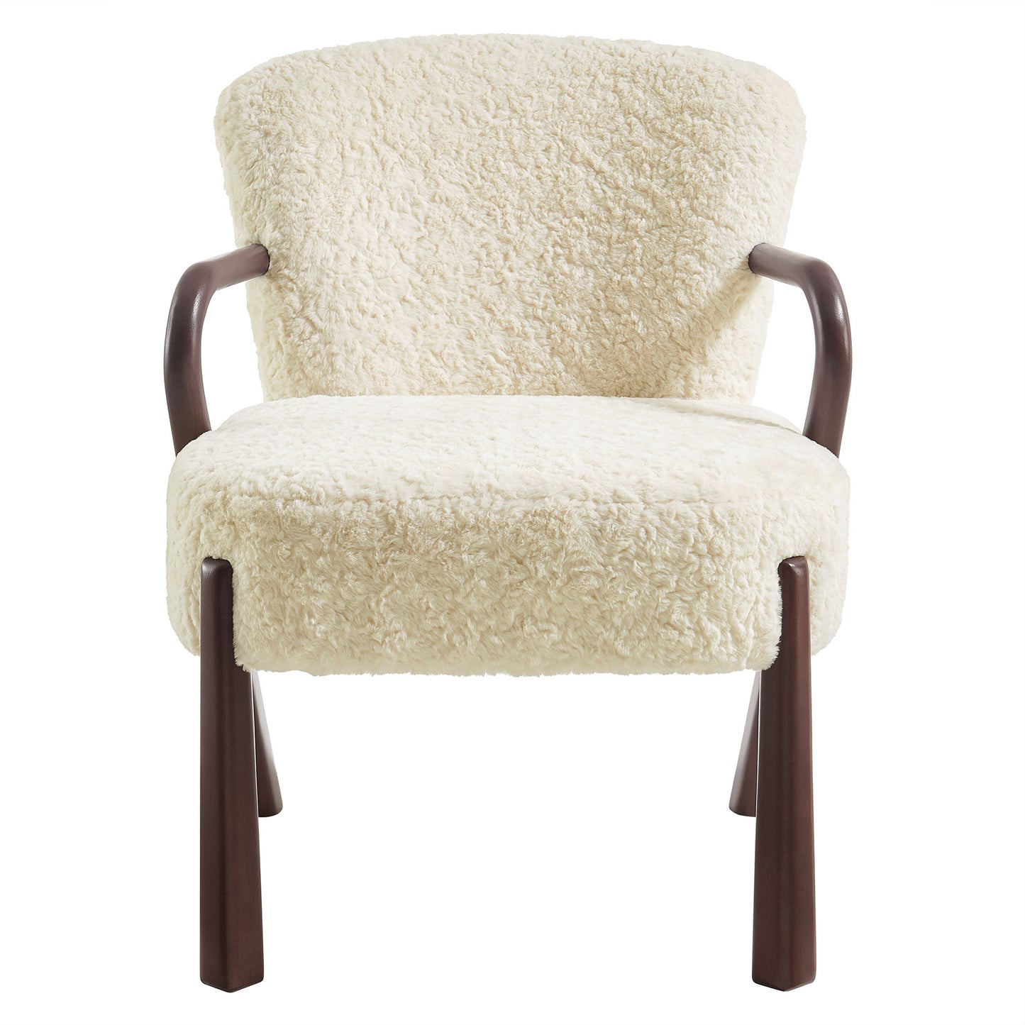 Levante Faux Shearling Accent Armchair in Ecru