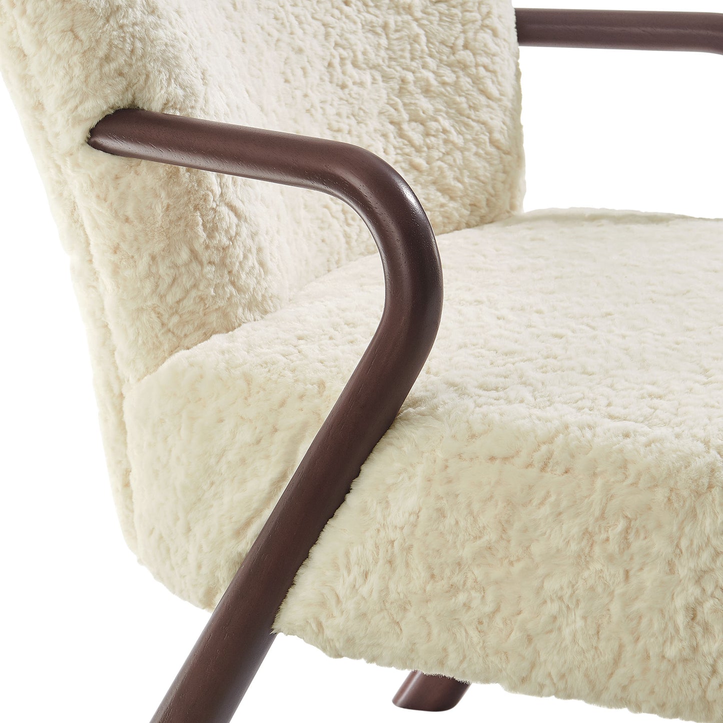 Levante Faux Shearling Accent Armchair in Ecru