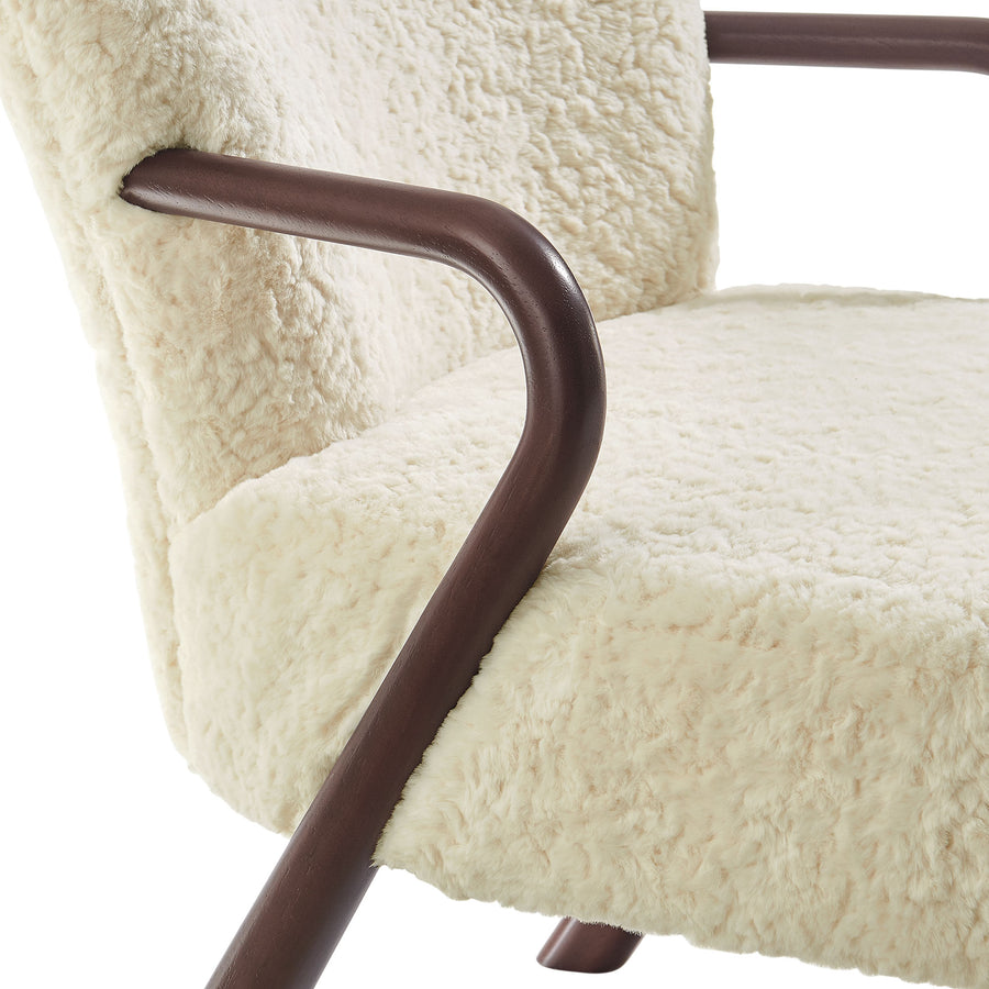 Levante Faux Shearling Accent Armchair in Ecru
