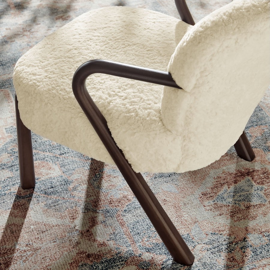 Levante Faux Shearling Accent Armchair in Ecru