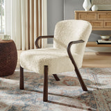 Levante Faux Shearling Accent Armchair in Ecru