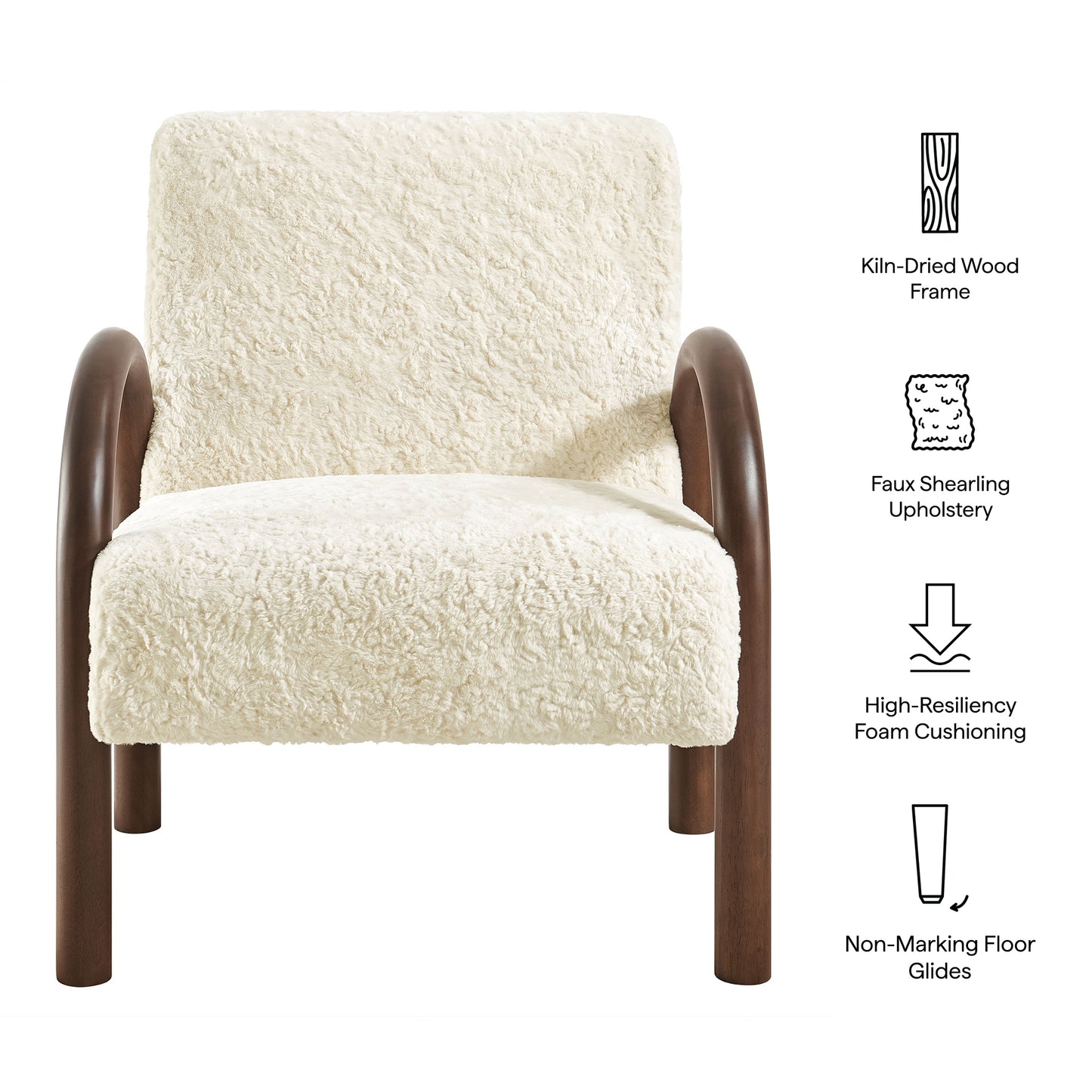 Gareth Faux Shearling Accent Armchair in Ecru