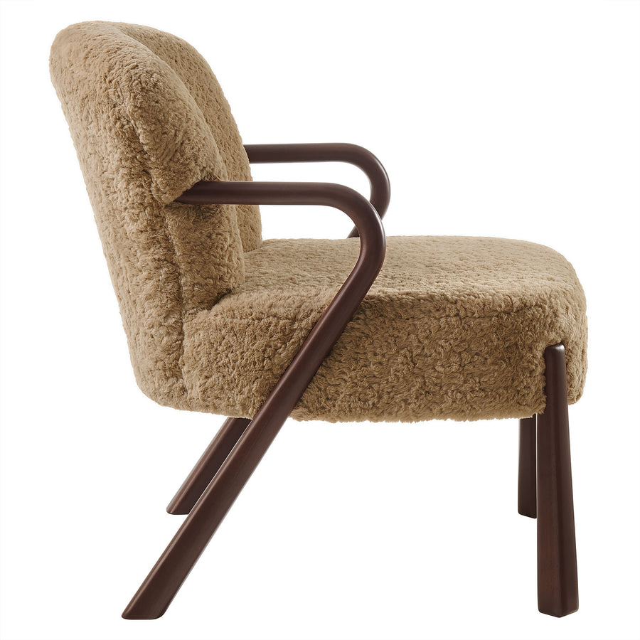 Levante Faux Shearling Accent Armchair in Sand