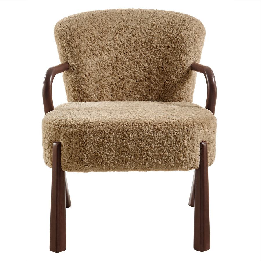 Levante Faux Shearling Accent Armchair in Sand
