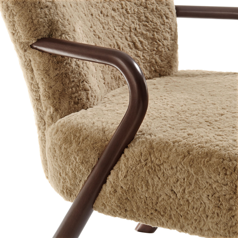 Levante Faux Shearling Accent Armchair in Sand