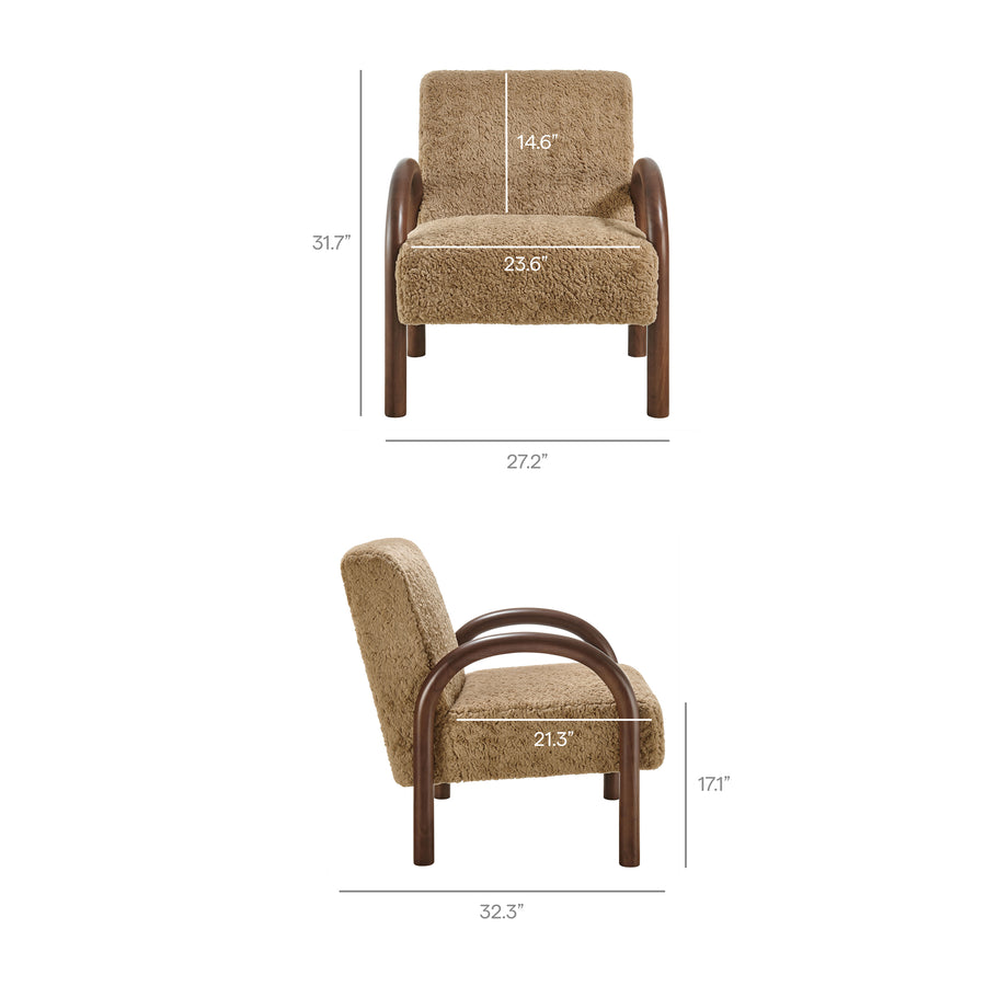 Gareth Faux Shearling Accent Armchair in Sand