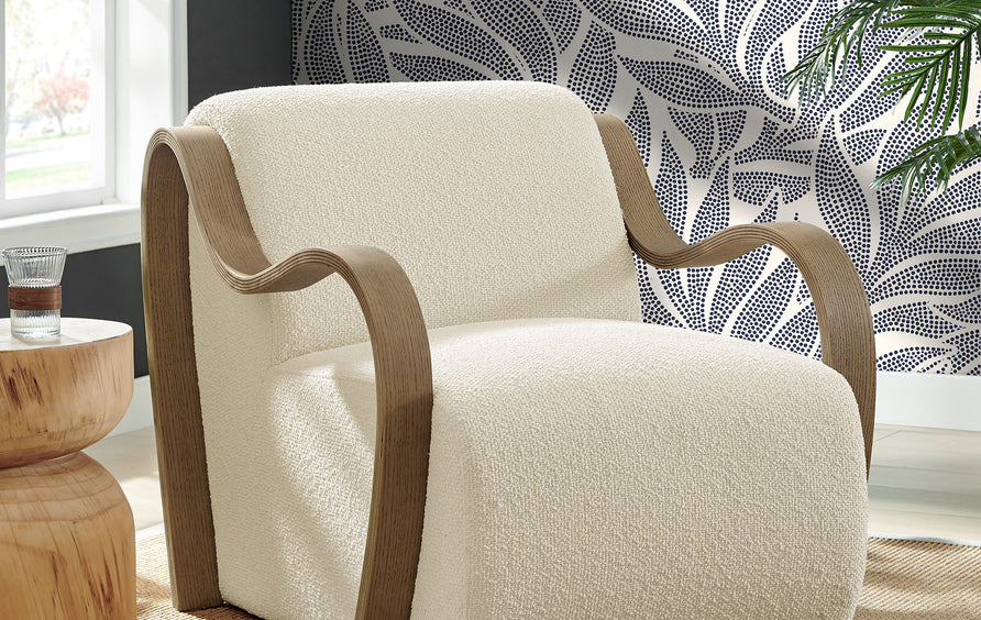 Maestro Lattice Boucle Accent Armchair in Cream