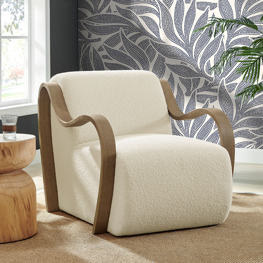 Maestro Lattice Boucle Accent Armchair in Cream
