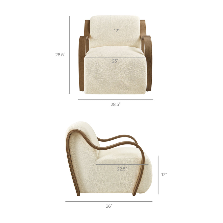 Maestro Lattice Boucle Accent Armchair in Cream
