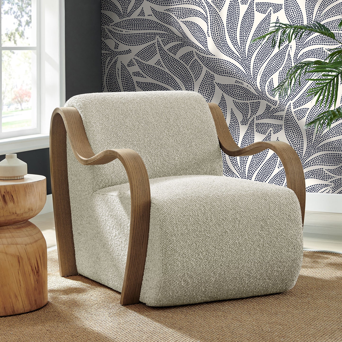 Maestro Lattice Boucle Accent Armchair in Marble