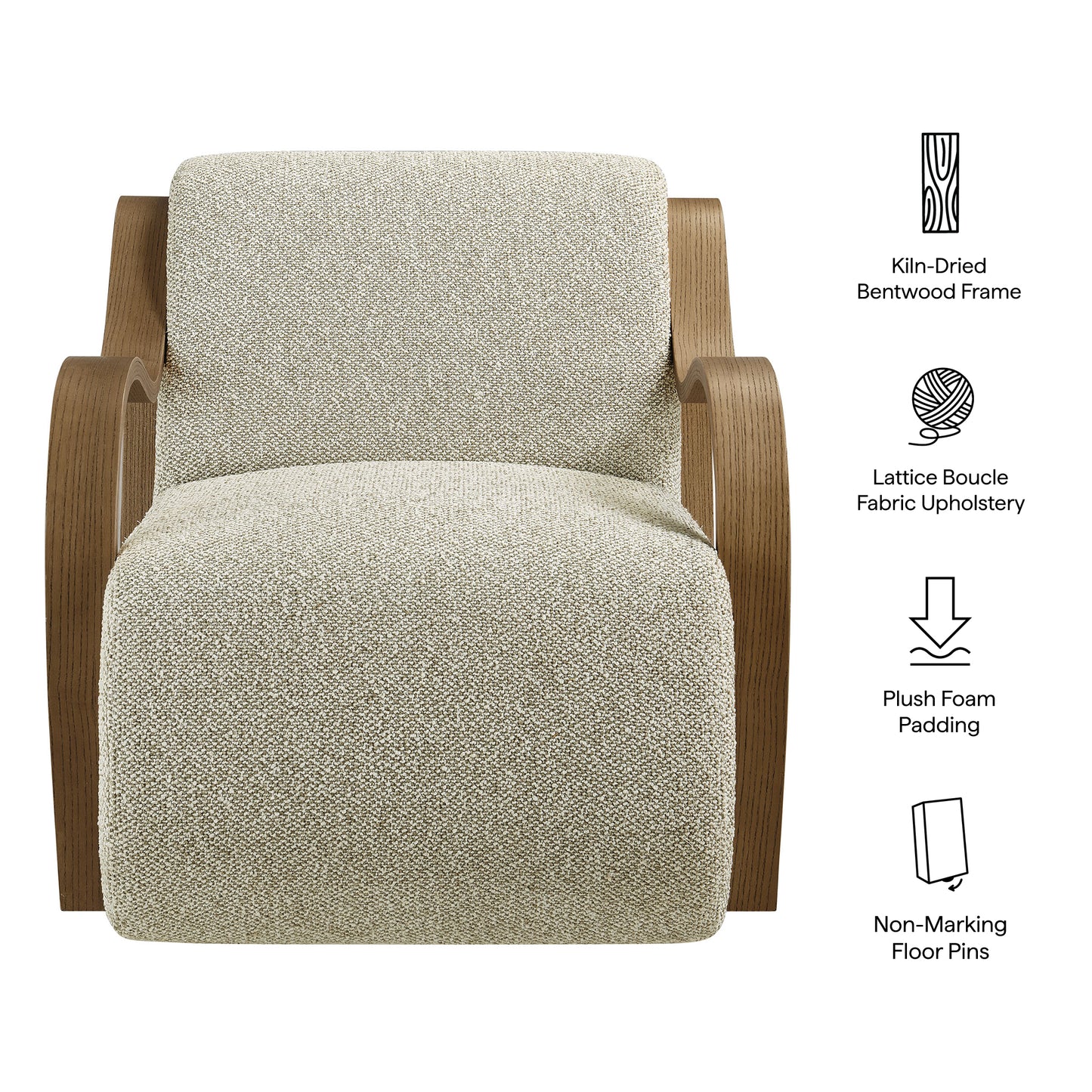 Maestro Lattice Boucle Accent Armchair in Marble