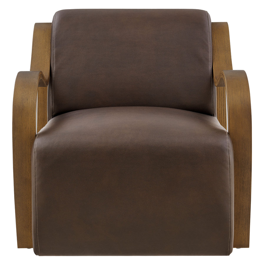 Maestro Vegan Leather Accent Armchair in Espresso