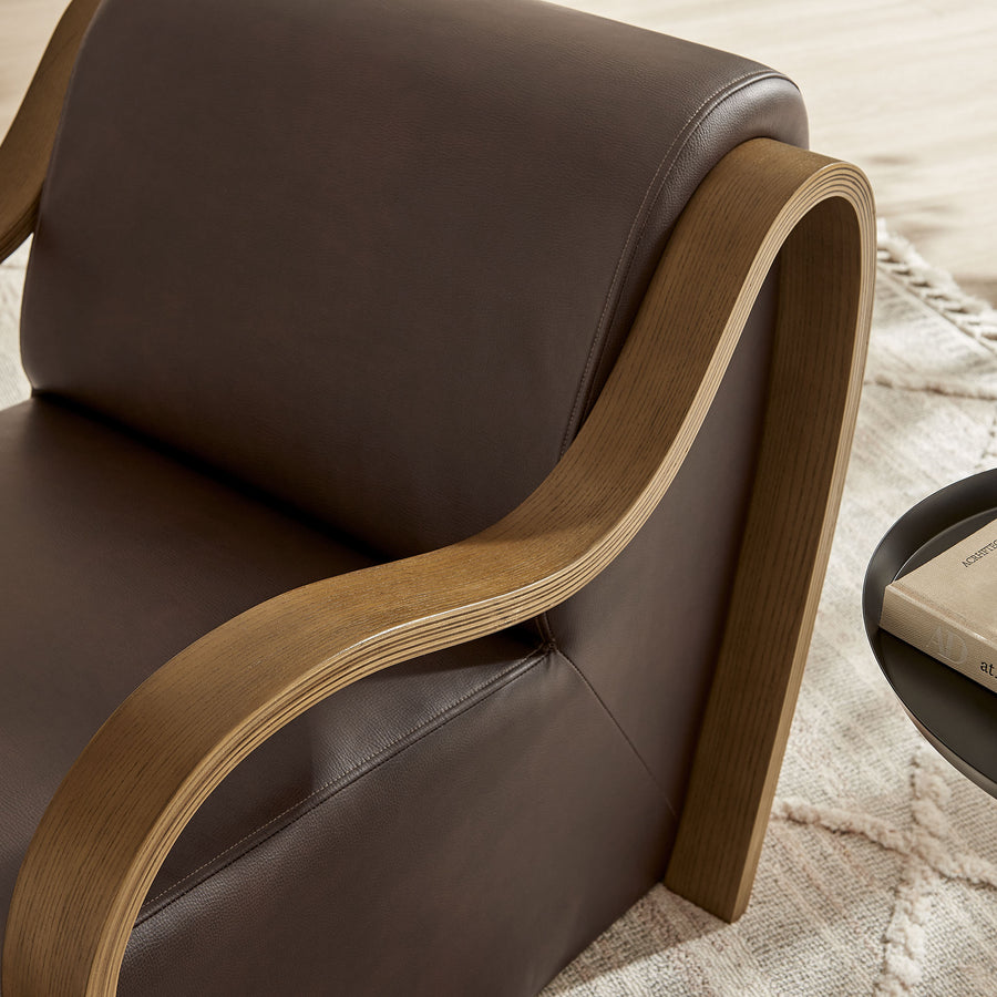 Maestro Vegan Leather Accent Armchair in Espresso