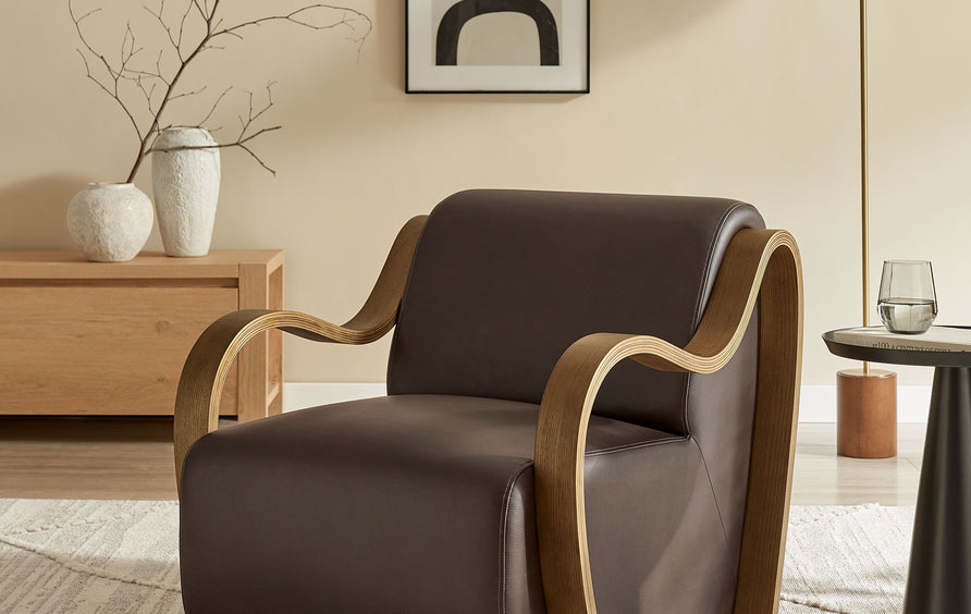Maestro Vegan Leather Accent Armchair in Espresso